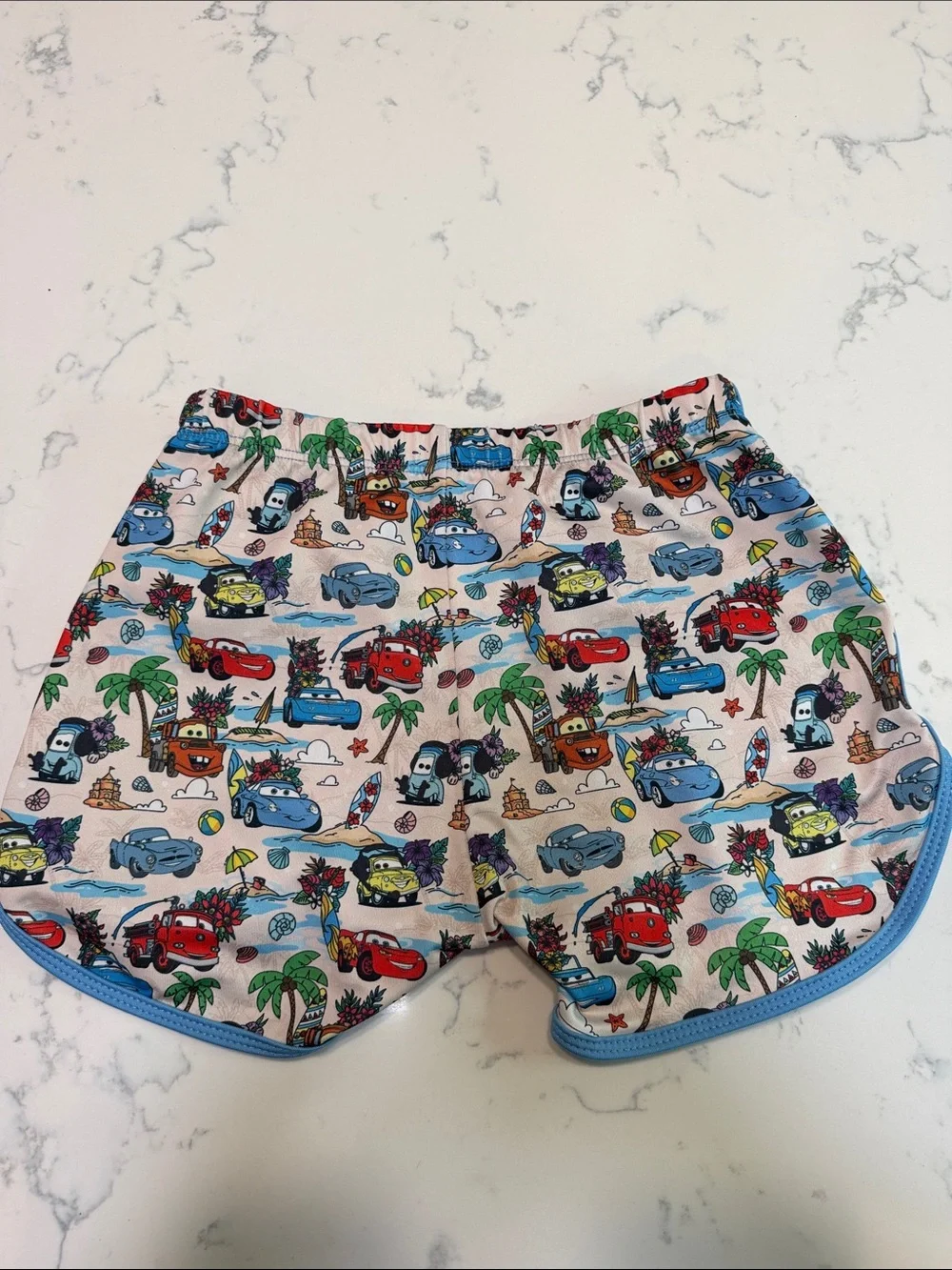 Kids' Cartoon Cars Movie Beach Shorts - Blue Trim George Hats size 5/6